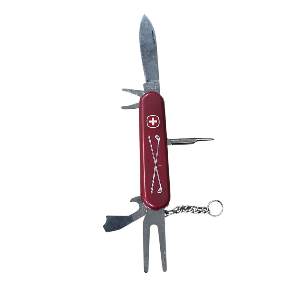 GOLF PRO Swiss Army Knife WENGER DELEMONT Red Pocket Multitool Discontinued